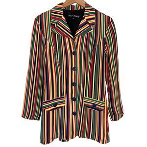 Vintage Betsey Johnson 90s Black Label Colorful Striped Avant Garde Blazer M